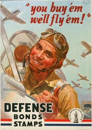 Poster: You buy 'em we'll fly 'em.  Defense Bonds Stamps
