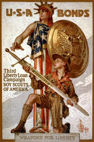 Poster: USA Bonds Third Liberty Loan Campaign Boy Scouts of America.  Weapons for Liberty
