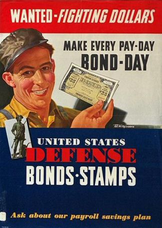 Poster: Wanted-Fighting Dollars.  Make Every Pay-Day Bond-Day.  United States Defense Bonds-Stamps